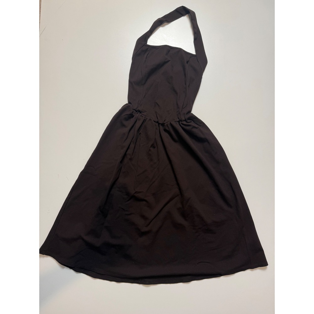 21 Saints Brown Halter Fit‎ and Flare Ponte Knit Dress Small